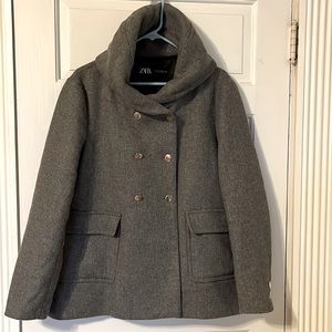 EUC Zara Wool Blend cowl collar coat size XL